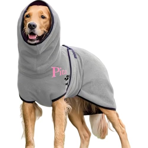 Toalla Personalizada Para Perros, Con Nombre Bordado A Medida. Albornoz De Secado Rápido Para Perros, Albornoz De Microfibra Con Capucha Y Correas, Suave Y Ultra Delicado Con La Piel(M)