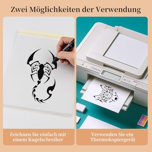 32 Stück Tattoo Übungshaut und Tattoo Transferpapier Set, 20 Blatt Tattoo Stencil Papier 12 Stück Kunsthaut Tattoo für Temporäre Tattoo Schablonen ohne Motiv Für Anfänger Und Erfahrene Tätowierer