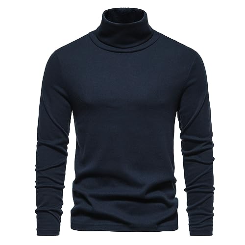 Men's Turtleneck Sweaters Long Sleeve Pullover Sweater Classic Basic Top Casual Knitted Sweater for Fall Winter Warm