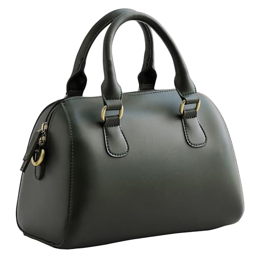Vintage Vegan Leather Boston Bag for Women (GREEN)