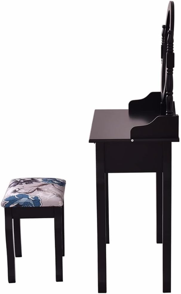 Black and White Dresser Wooden Makeup Dresser Stool Set Bedroom Dresser with Swivel and Stool (Color : E, Size : 29.5"X15.7"X52.8") (D 29.5"X15.7"X52.8")