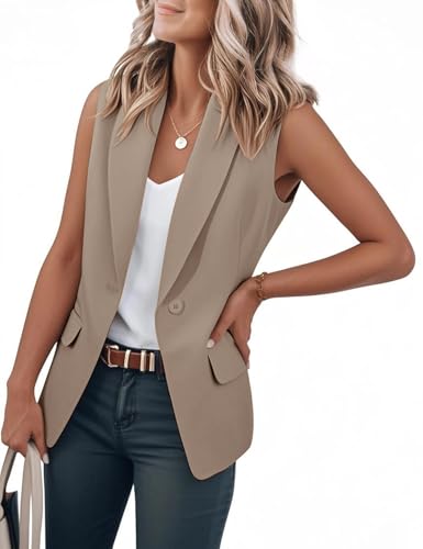 IDEALSANXUN Womens Vest Fashion Dressy Notch Lapel Sleeveless Blazer Suit Jackets Office Work Clothes
