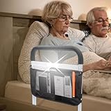 ベッドガード大人介護用サイドレール ベッド柵用 起き上がり手すり 手すりサイドレール ベッド落下防止アシストレール 収納ポケット付き ベッド手すりアシストバー 折りたたみタイプﾍﾞｯﾄﾞｶﾞｰﾄﾞ (ホワイト センサーライト付き)