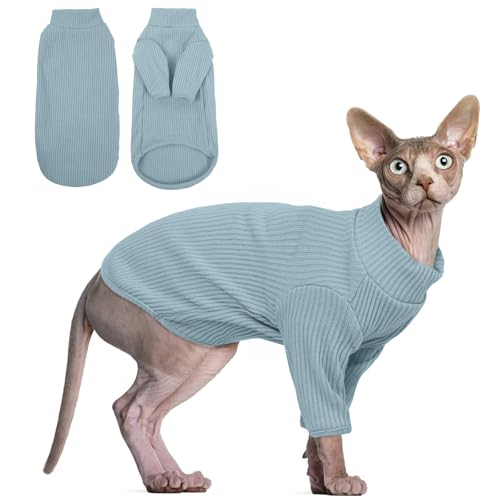 Haarlose Katzen-Weste Rollkragenpullover, atmungsaktiv, entzückende Katzenbekleidung, Pullover Kätzchen-T-Shirts mit Ärmeln, Katzen-Pyjama Jumpsuit für Sphynx, Cornish Rex, Devon Rex, Peterbalg
