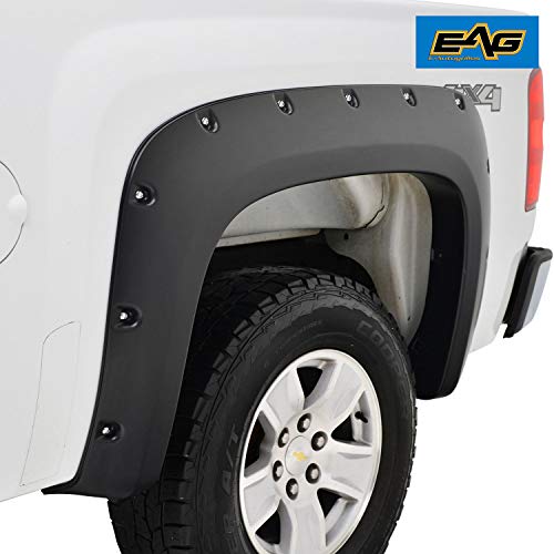Eag Black Fender Flare Pocket Rivet Style Styleside Fit For 07-13 Silverado 1500/2500/3500 (6.5 & 8 Ft Bed) #TOP3