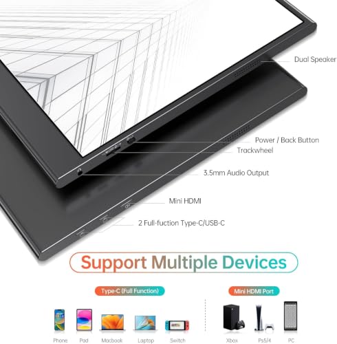 Image of WGK 15.6 inch Portable Monitor 4K UHD 100%sRGB Travel Display HDMI /USB-C Compatible with Laptops, Desktops, Phones, PS, Mac, Xbox, Switch, and Other Gaming Devices Kickstand & Speakers VESA Mountable
