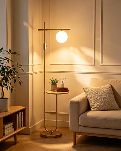 Image of Lightdot Floor Lamp with Side Table, 66 Inch Dimmable Standing Reading Lamp