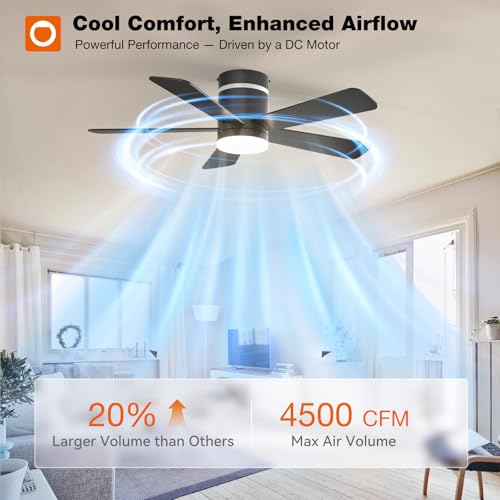 Image of addlon 42 Inch RGB Ceiling Fans with Lights, Low Profile, Remote /APP, Black