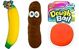 JA-RU Squishy Banana, Stretchy Poop, Dough Ball (3 Toy Pack) Fidget Toys for Kids & Adult. Anxiety Relief Stress Ball Therapy Autism & ADHD Squishy Sensory Toys. Party Favor Squishies. 6448-3340-401s