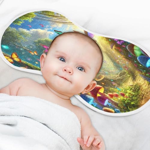 Butterfly Mushroom Yellow Baby Burp Cloths Absorbent Muslin Burp Cloths Soft Burp Cloth Burp Rags Cotton Burp Clothes for Girl Unisex Boy Newborn 1 Pack 22x11 Inches4