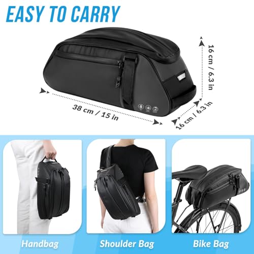 Image of WOTOW Waterproof Rear Bike Rack Bag, Reflective Bike Storage Saddle Bag for Bicycles Rear Rack, 8L Panniers Bike Ebike Trunk Bag Cycling Pounch for Travel Commute