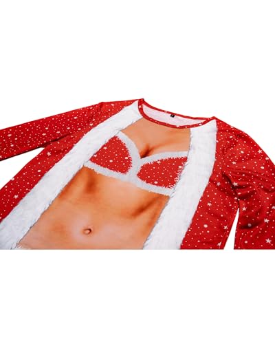 Camisetas de Natal 2024 para mulheres e homens, manga comprida, estampa divertida, Tamanho feminino