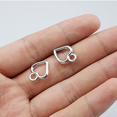 oupados Pack of 120 Heart Charms for Jewellery Making 10x10mm Heart Shaped Metal Pendants Dangle Charms for DIY Bracelets Necklace Supplies Silver(Hole: 3mm) - Image 4