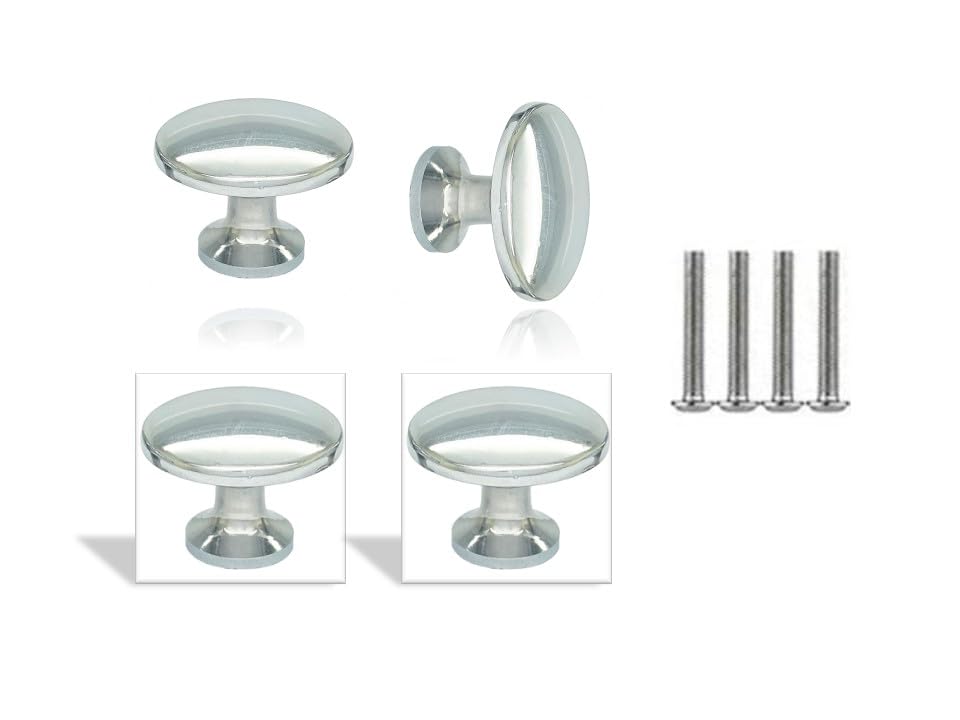 Round Knobs for Cabinets and Cupboards knobs - Pack of 4 (Chrome knob)