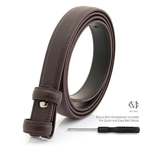 CRAFTMEMORE Textured Leather Belt Strap, Fine-Stitched Edges for Slim Buckles2