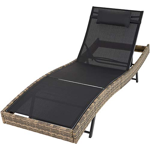 Tumbonas Jardin Exterior tectake 800315 Tumbona Chaise Longue de Poli ratán Tumbona de jardín Silla de terraza