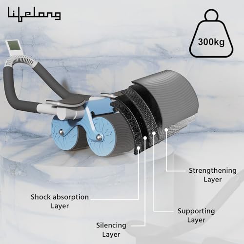 Lifelong Abs Roller For Men-Abdominal Exercise Equipment For Home Gym-Ab Roller With Timer,Mobile Holder&Knee Pad-Exercise Wheels For Men&Women-Abs Workout Machine For Core Plank Workout,Beige 4 41NCst6DBdL