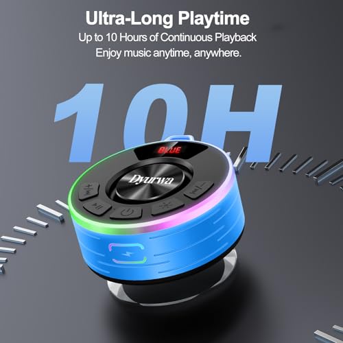 Image of Bluetooth Shower Speaker, IPX7 Waterproof Shower Speaker Loud Clear Sound with Suction Cup, Digital Display /RGB Lights, Built-in Mic, 10H Playtime, Bathroom Speaker for Outdoor /Pool /Beach /Party /Gift.