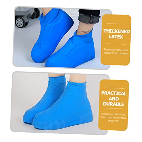 2 pares de protectores de zapatos engrosados resistentes al agua para hombres y mujeres, accesorio conveniente para días lluviosos miniatura 5