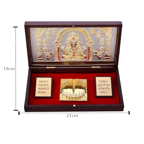 Image of Ganeshji Divine Box | Photo with Charan Paduka for Pooja Room l Vinayak Gift Box | Charan Paduka Box for Pooja | Devotional Prayer | Wedding Gifts & House Warming | Diwali Gifts