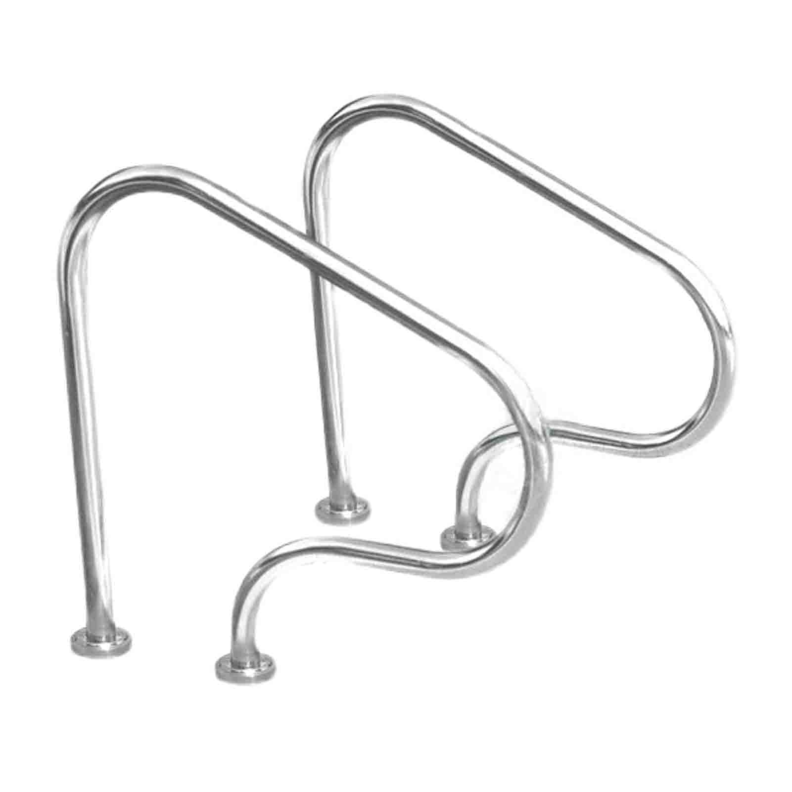 Swimming Pool Safety Hand Rail 2PCS Stainless Steel Swimming Pool Handrail Swimming Pool Hand Rail, 304 Stainless Steel Silver Pool Handrail Easy Mount Hand Grab Rail - 250LBS Safety Load Capacity