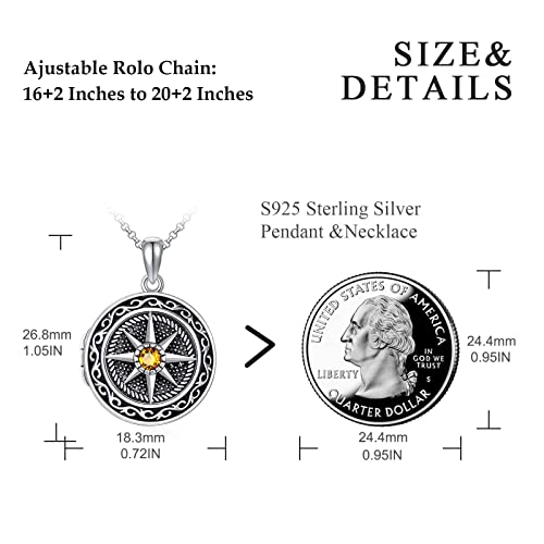 Sheaisrs Compass Locket Necklace With Birthstone Holds Pictures Photo Keep Someone Near To You Custom Jewelry Personalized Locket Necklace For Men Women Girlfriend Daughter Adjustable Chain #TOP5