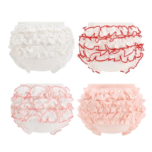Cotton Bloomers Soft Infant Undies for Girls Baby Ruffle Diaper Cover Toddler Kids Briefs Panties 4-Pack