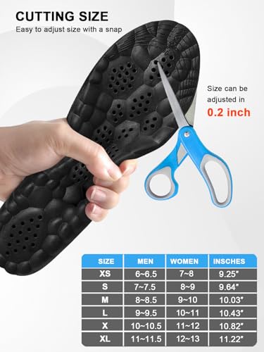 Image of 4D Cloud Insoles for Men and Women, Arch Support Insoles, Memory Foam Insoles, Shock Absorption and Cushioning Sports Shoe Insoles (Graphene Gray, XL (Men 9-11 /Women 10-11)
