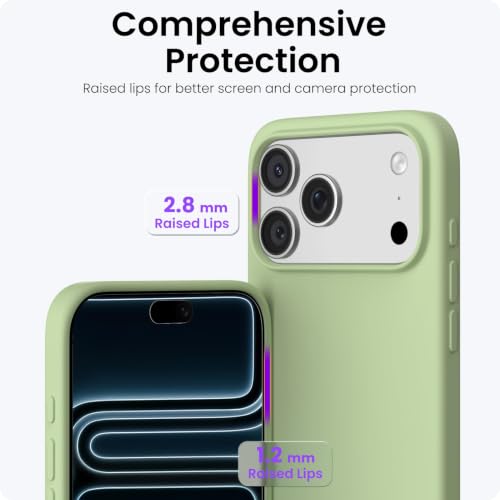 Image of ORNARTO Compatible with iPhone 17 Pro Max Case 6.9 inch, Slim Liquid Silicone 3 Layers Soft Gel Rubber Shockproof Protective Cover with Anti-Scratch Microfiber Lining-Matcha