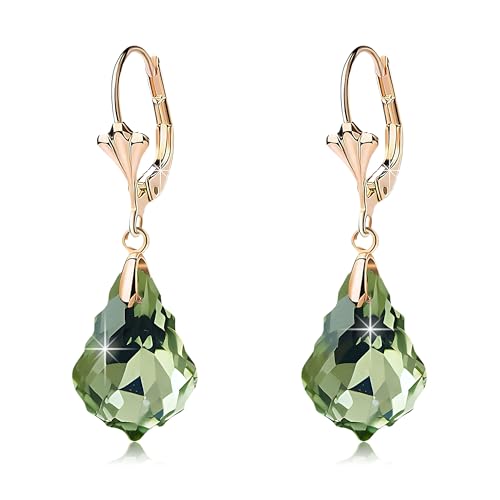 Austrian Crystal Baroque Drop Leverback Earrings for Women Fashion 14K Gold Plated Hypoallergenic Jewelry