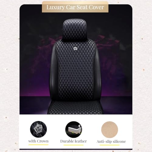 Image of Red Rain Universal Seat Covers for Cars Leather Seat Cover 2 /3 Covered Black Car Seat Cover 11PCS Fit Car /Auto /Truck /SUV (A-Black)