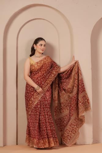 Image of TAMAIRA FASHION Mulmul Pure Cotton Saree For Woman Warli Batik Printed |Office Wear Daily Wear Sarees For Women Without Blouse Piece(Available in 11 Colours)