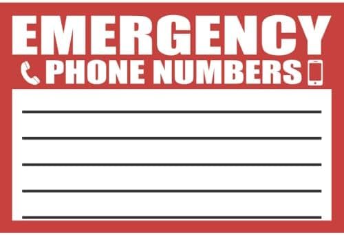 Emergency Phone Numbers Aluminum Sign 8x12 Inch Writable Wall Sign