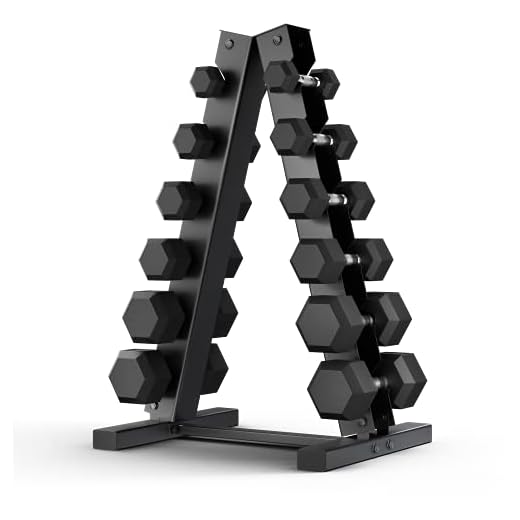 Epic Fitness 210-Pound Hex Dumbbell Set with Heavy Duty A-Frame Rack