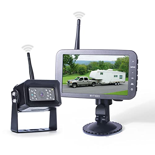 Image of Digital Wireless Backup Camera, 5 Inch Display and 720P HD Resolution, Wide Angle Rear View Camera with Night Vision, 300ft Wireless Reverse Camera System Suitable for Truck, Motorhome, 5th Wheel