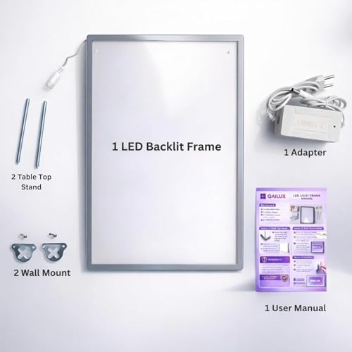 Image of Poster Display Board Outdoor With LED | A4 Size Glass Desktop Display Holder Wall Mount Vertical Menu Board Sign Holders for School, Office, Hotel, Party (A4)