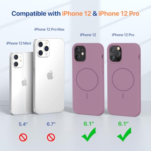Image of Miracase Magnetic for iPhone 12 Case /iPhone 12 Pro Case, [Soft Anti-Scratch Microfiber Lining], Compatible with MagSafe,Liquid Silicone Shockproof Drop Protection Phone Case for 12 /12 Pro,Blackcurrant