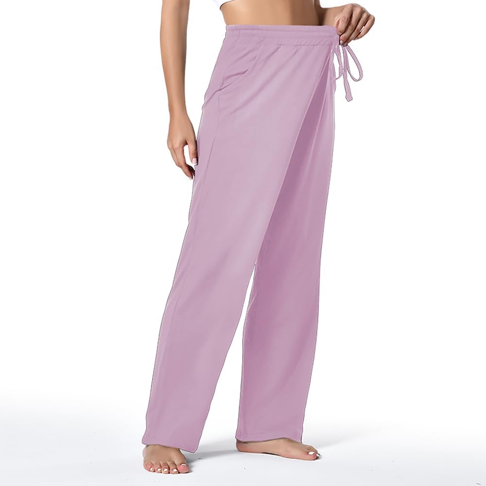 Women's Yoga Sweatpants with Pockets Drawstring Wide Leg Loose Comfy Pants for Athletic, Lounge, Travel, Work - Image 3