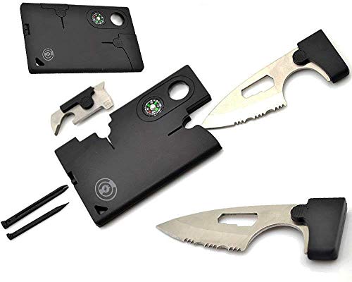 Survial Knife - Credit Card Knife Tool [2 Pack] Survival Pocket Knife By Cable And Case [CCMT1] Credit Card Comrade Survival Card - The Best 10 in 1 Multitool Emergency Survival Companion