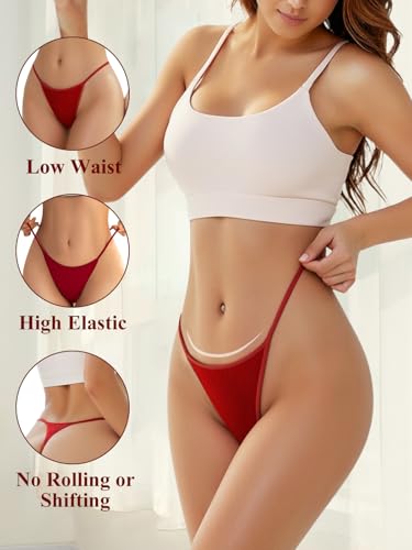 Cotton Thongs for Women G-String Breathable Underwear Low Rise T-back Panties Comfortable Stretch 6 Pack3