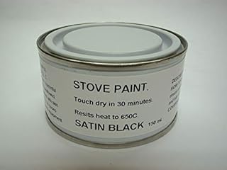 Fascinating Finishes Ltd 1 x 150ml Satin Black Heat Resistant Stove Paint For – Wood burner, Stove, Grate, Gas Fire Backs, Woodburners, Log Fires, BBQ, Boilers and similar.