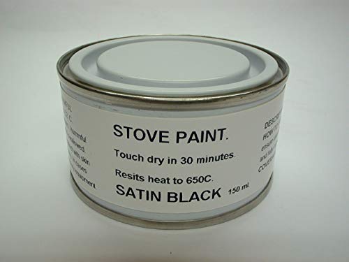Fascinating Finishes Ltd 1 x 150ml Satin Black Heat Resistant Stove Paint For – Wood burner, Stove, Grate, Gas Fire Backs, Woodburners, Log Fires, BBQ, Boilers and similar.