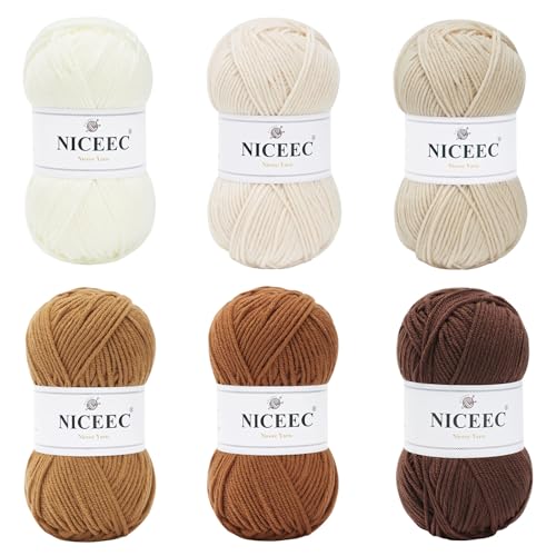 Image of NICEEC 300g Soft Assorted Colors Yarn - Sport Weight,100% Acrylic, 4 Ply, Bonbons Yarn for Crochet & Knit, DIY Project Starter Kit for Kids or Adults(Total 870yds) - Series 15