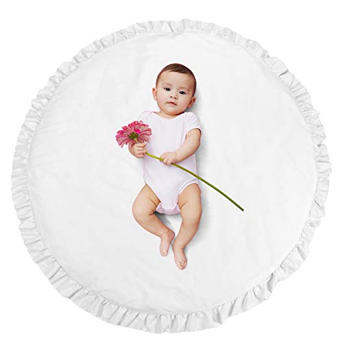 ABREEZE Baby Cotton Play Mat Soft Crawling Mat White Detachable Washable Game Blanket Floor Playmats Kids Infant Child Activity Round Rug Home Room...