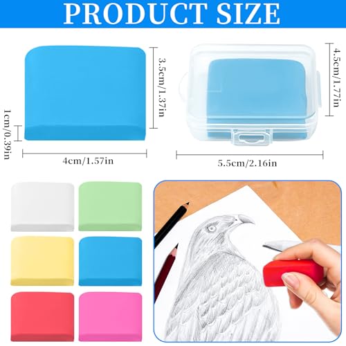 XTUDOU® 18 Stück Knetradiergummi, 3,5 X 4 X 1 Cm Radiergummi Knete, Mehrfarbig Knetradierer mit Transparenter Box, Knetgummi Radierer für KüNstler, Kinder, Malen, Schreiben, Skizzieren