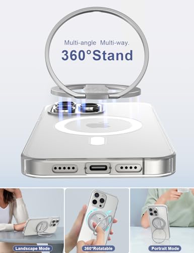 Image of EWA MagOne 3rd Gen [Compatible with MagSafe] Phone Grip Stand with Finger Strap, Removable Magnetic Ring Holder Kickstand Loop for iPhone 17,16,15,14,13,12 Series (Silver)