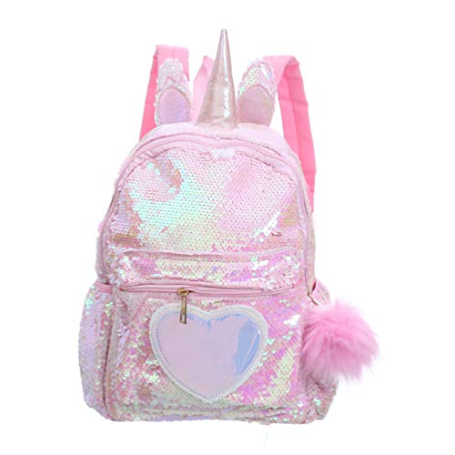 VALICLUD Mochila de lentejuelas reversible de unicornio para niños niñas