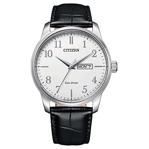 Citizen Analoog Eco-Drive polshorloge voor heren, wit, Eén maat, Riemen.