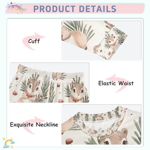 senya Cute Cartoon Squirrel Pajamas Set Long Sleeve Soft Cotton Sleepwear 2 Piece4