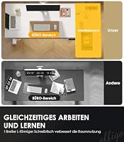 OffiGo Eckschreibtisch Höhenverstellbar mit 4 Schublade, 140 x 80cm, Weiß – Ansicht 6